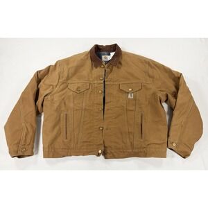 Vtg Carhartt JB0906 Blanket Lined Corduroy Collar Trucker Jacket 3XL Star Tag